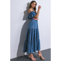 Vestido Off Shoulder Denim Volados