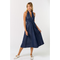 Vestido Halter Denim Oscuro