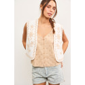 Chaleco Bordado Blanco con Arena